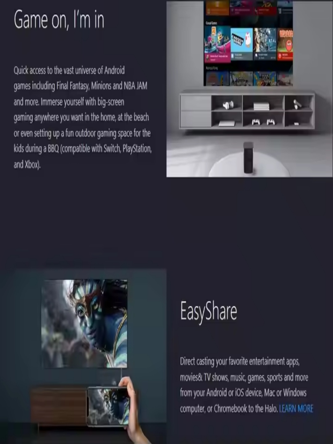 XGIMI Halo 3D Smart Android TV Projector 1080P 4K Home Theater Portable Auto Keystone Correction DLP LED/LCD Lamp Option US Plug