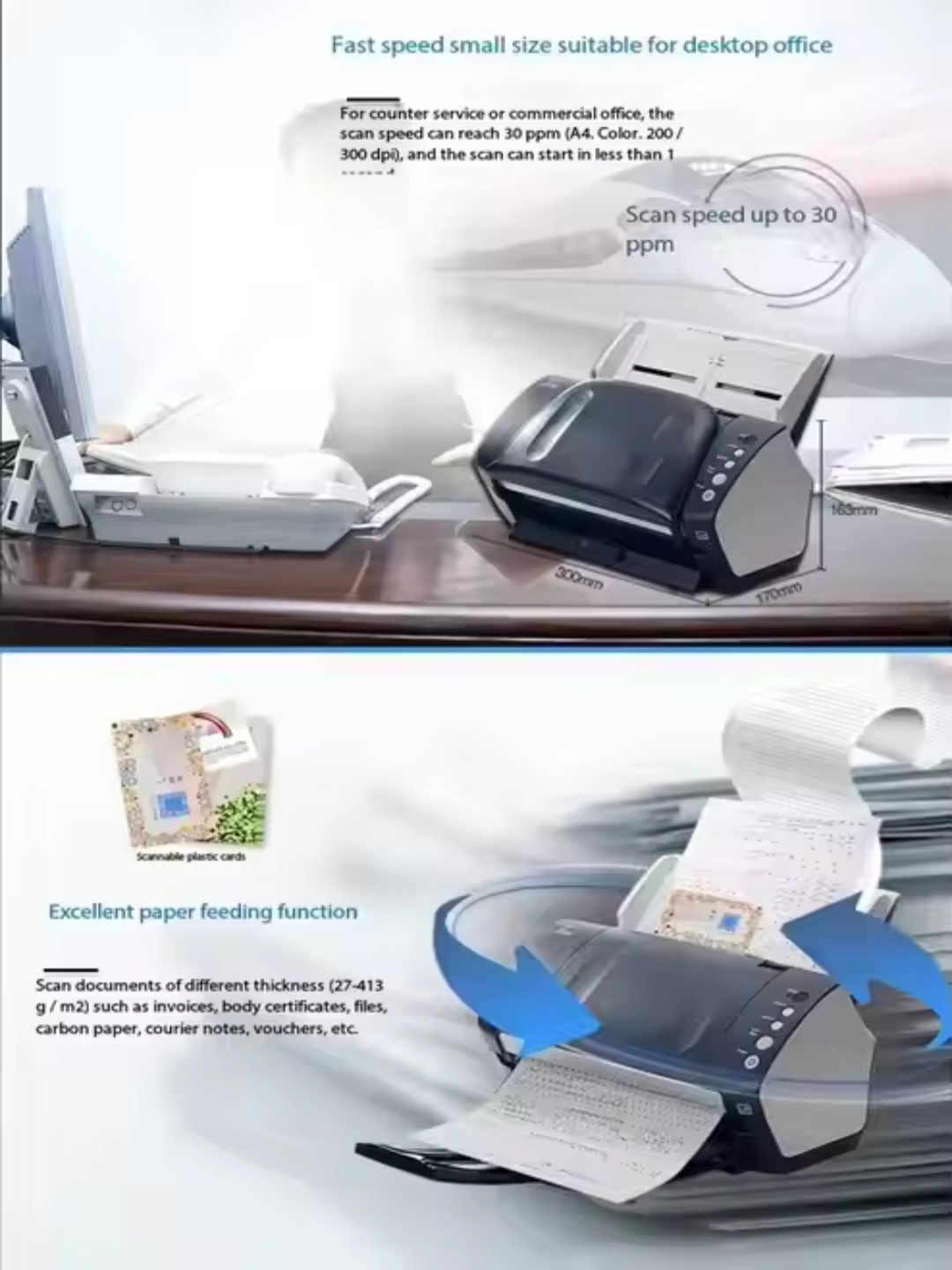 Fujitsu High-Speed OEM A3/A4 Scanner Fi-7130 with USB Interface High Quality Office Use Document Scanner in Stock