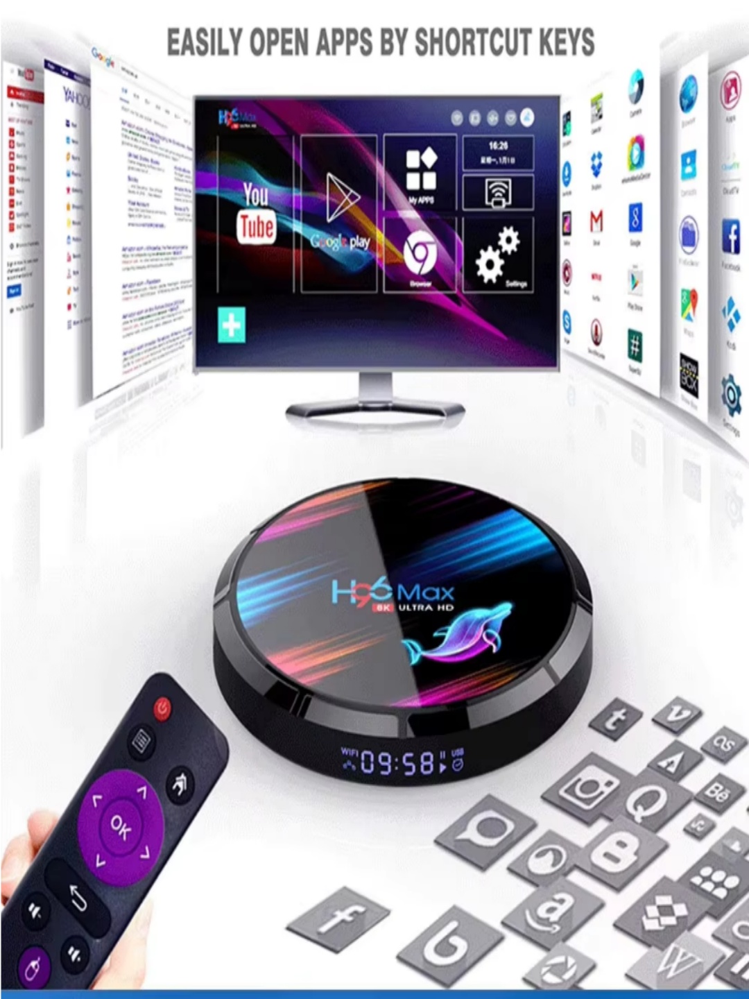 Paihao Amlogic S905 8k Smart TV Box Android 9.0 Four Core Set Top Box H96 Maximum Android