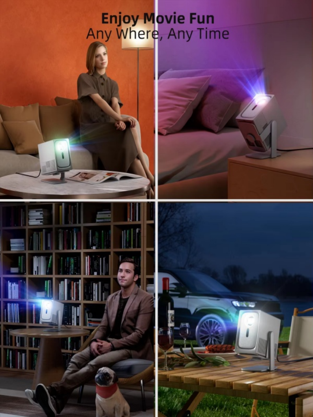 Paihao HY500 1080P Projector MAX 4K MEMC HDR10 3D Smart Home Theater Portable Full Auto 1000 Ansi Lumens Overhead Video Beamer