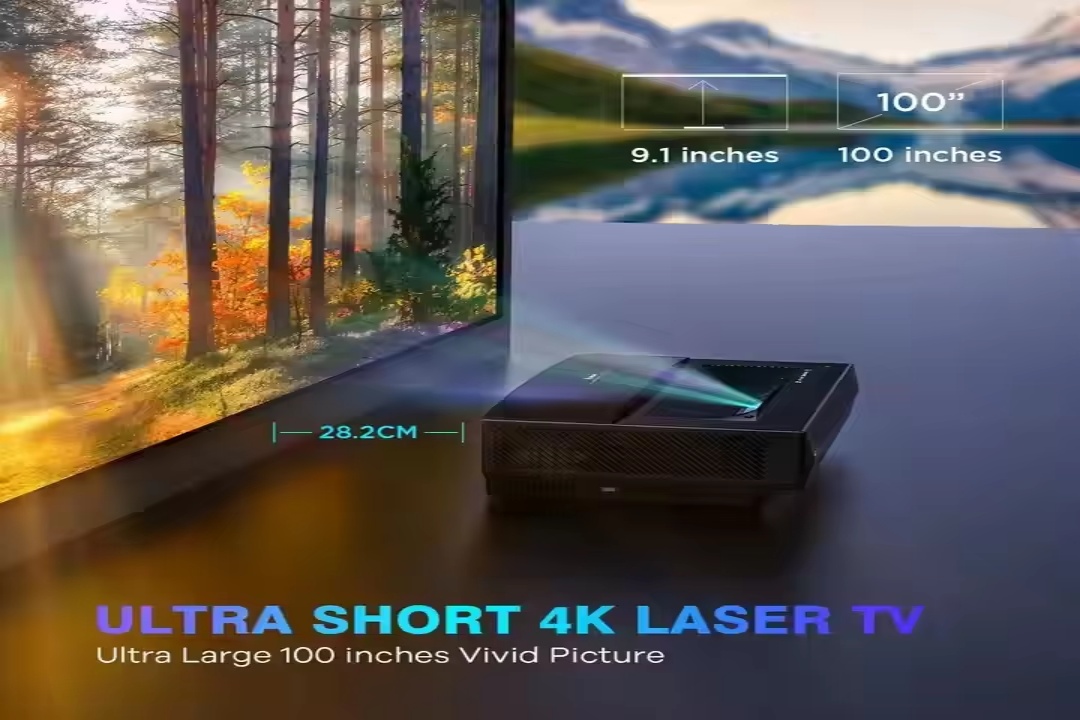 PaihaoUst Ultra Short Throw DLP 4K Projector Laser with DLP Link 3D Suspend 20W HiFi Speaker BT Control Proyector 4K