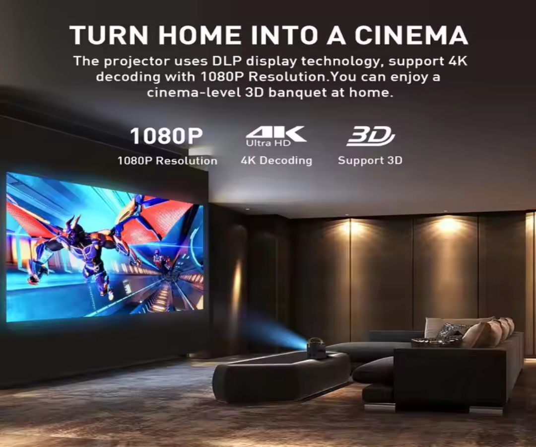 Paihao P12 Projector with Touch Panel Auto Focus Keystone Battery DLP Link 3D 400 ANSI Lumens MAX 4K Video Projecteur