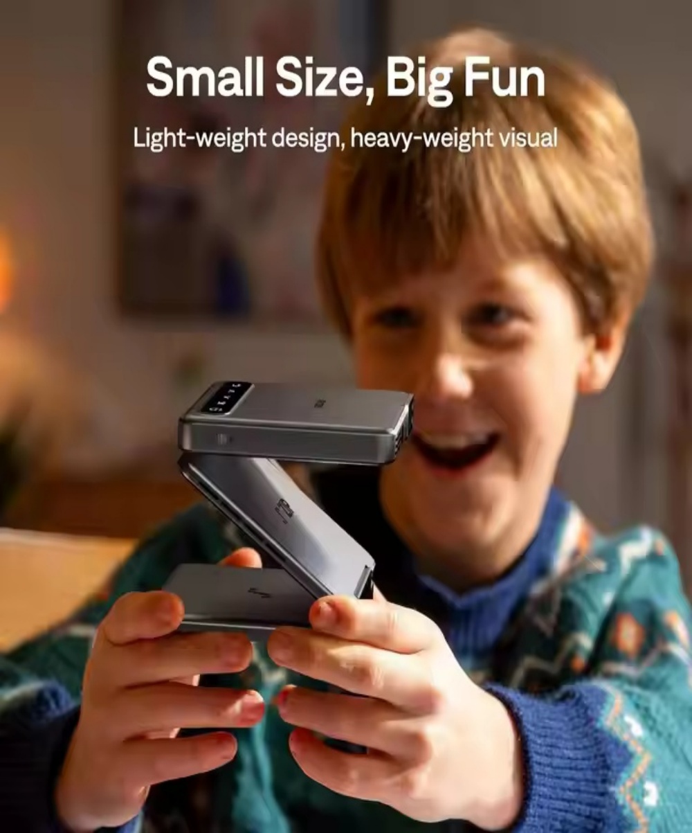 Hot Paihao 720p DLP Mini Projector W/Vertical Mode & PD Charging, Auto Focus Auto Keystone 90 Min Play Smart Portable Projector