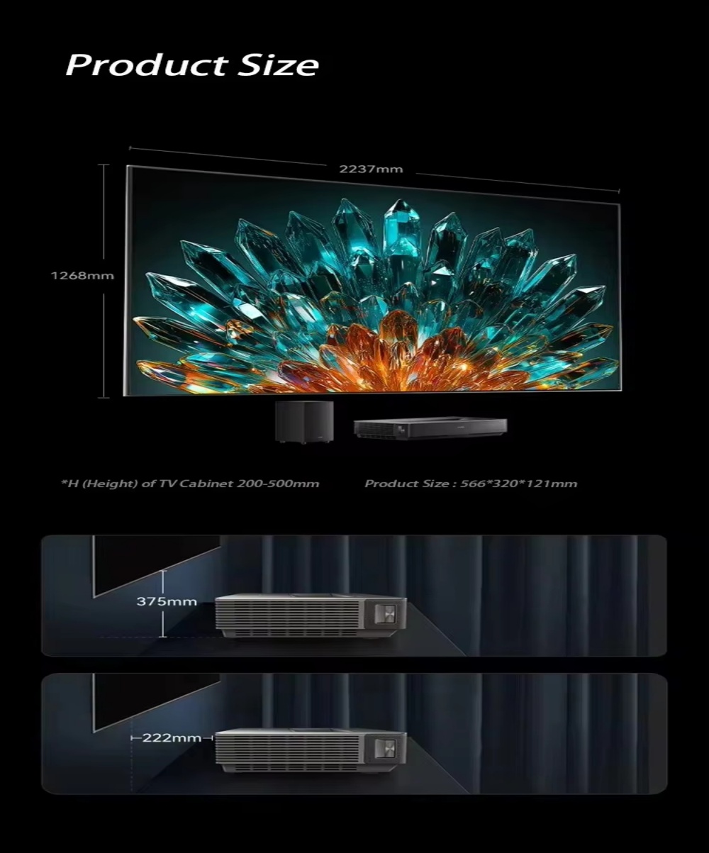 Hisense S7N Laser TV Projector, 4K UHD 3500 Ansi Lumens Smart Home Cinema Proyector with WiFi BT IMAX HDR10+ Multi-interface