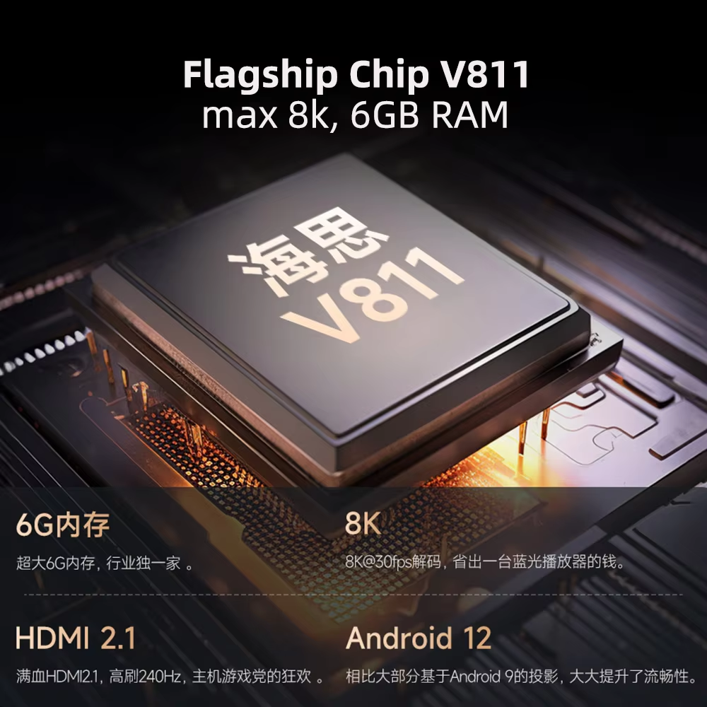 Dangbei F6 4K Native Projector, 8K Decoding Support Full RGB 4 LED 4000 Ansi Lumens Overhead Android USB WIFI Video Projector