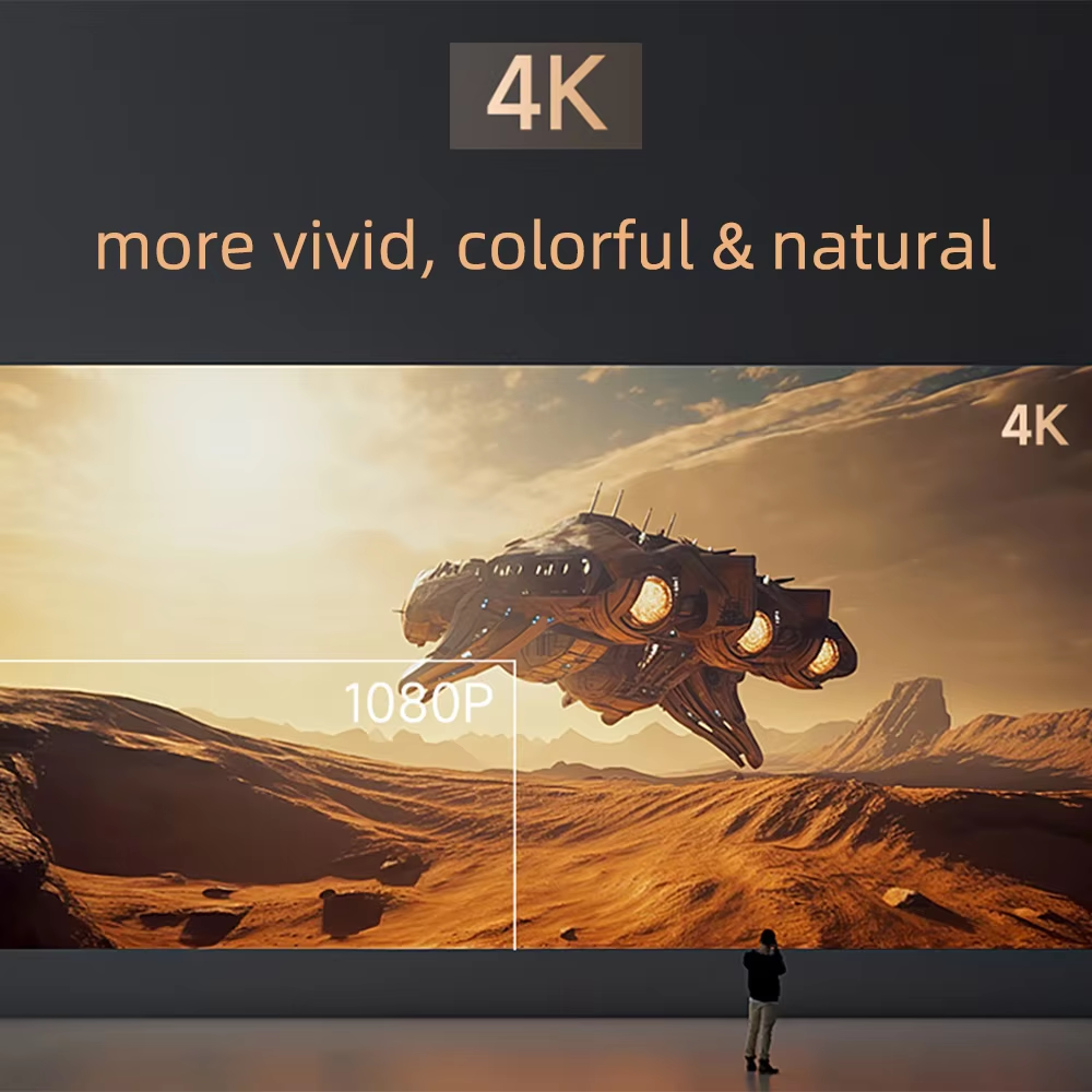 Dangbei F6 4K Native Projector, 8K Decoding Support Full RGB 4 LED 4000 Ansi Lumens Overhead Android USB WIFI Video Projector