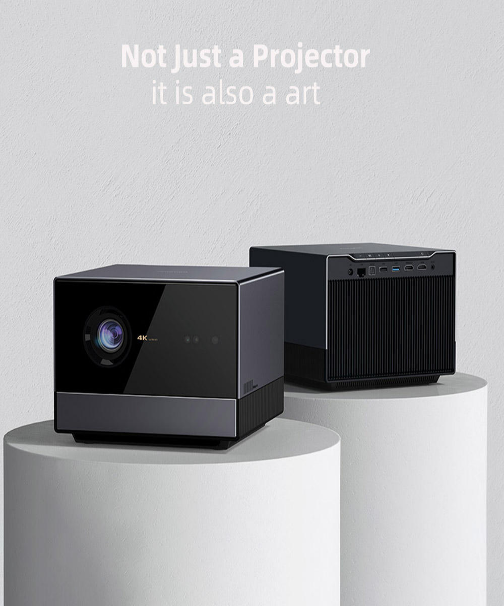 Dangbei F6 4K Native Projector, 8K Decoding Support Full RGB 4 LED 4000 Ansi Lumens Overhead Android