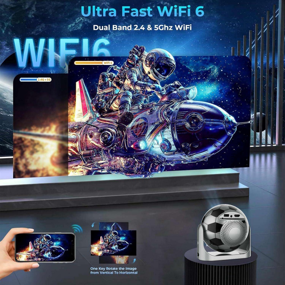 Paihao JY360 Global Version Football Design Video Projector with 4K MAX Dual WiFi 6 Electric Focus Android 13 2GB+8GB Proyector