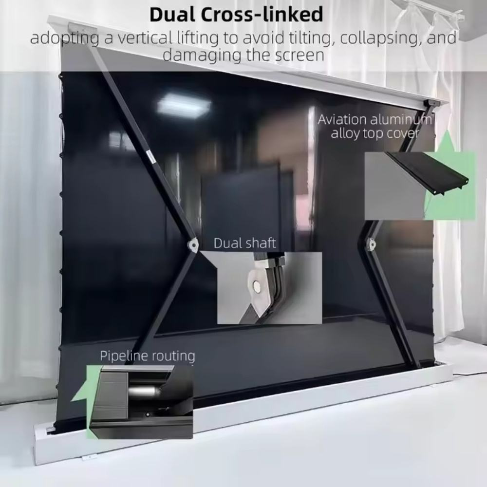 Paihao Home Cinema 4K Projector Screen Electric 72-150 Inch Tension PET Crystal UST ALR Laser 3D Style Motorized Floor 16:9