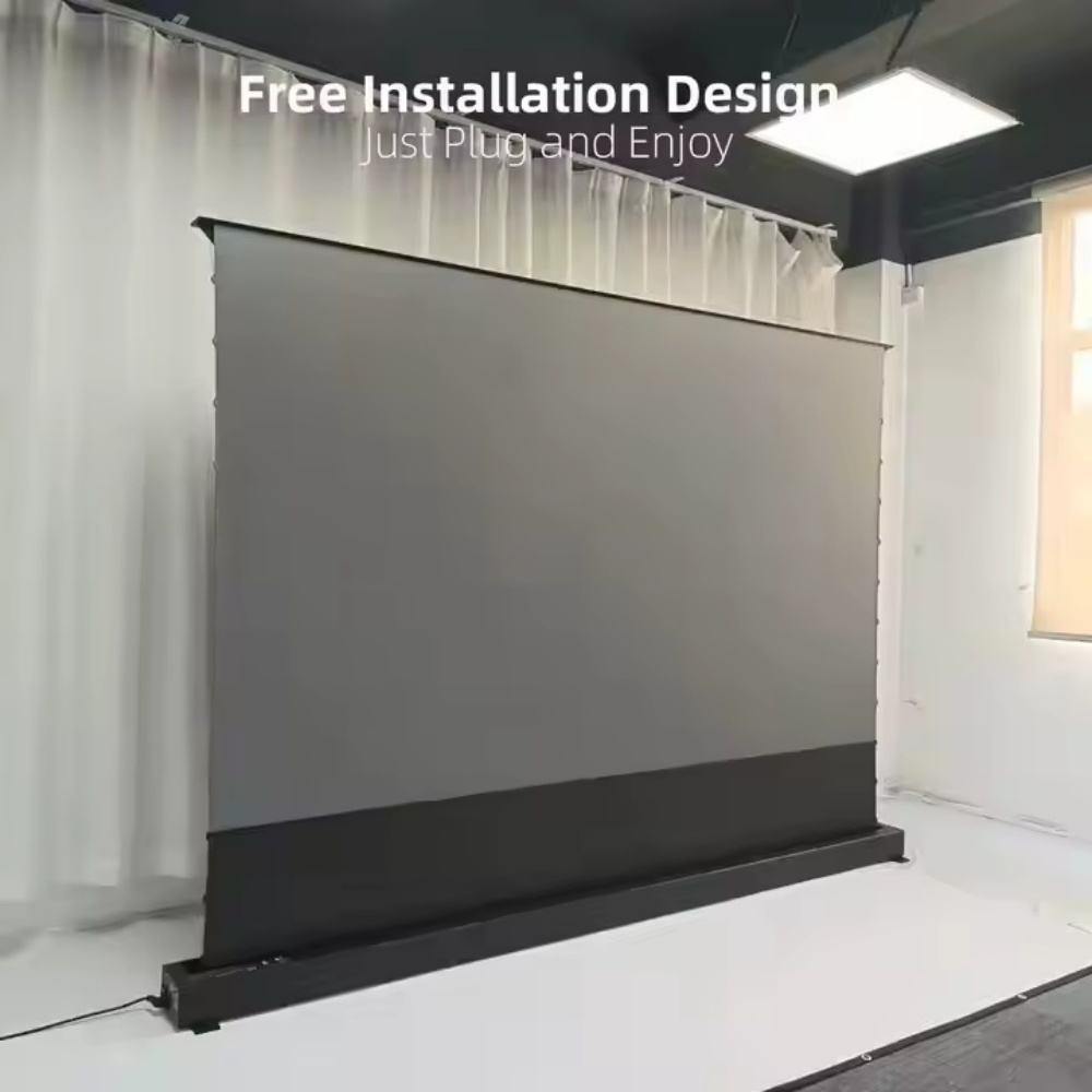 Paihao Home Cinema 4K Projector Screen Electric 72-150 Inch Tension PET Crystal UST ALR Laser 3D Style Motorized Floor 16:9