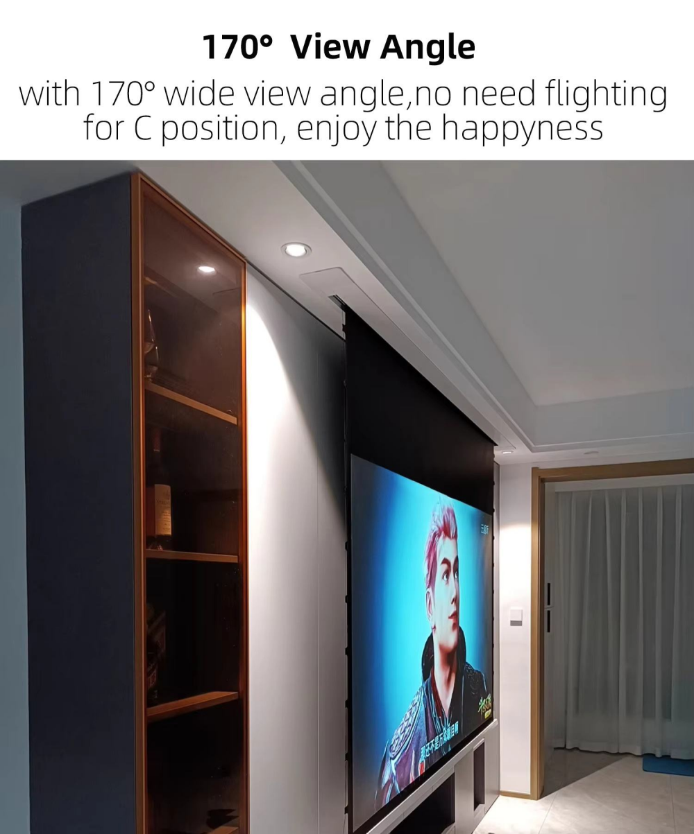 Paihao High Quality Motorized ARL PET Retractable Projector Screen 4K HD CLR Wall-Mounted for Home Use Meeting 16:9 Format