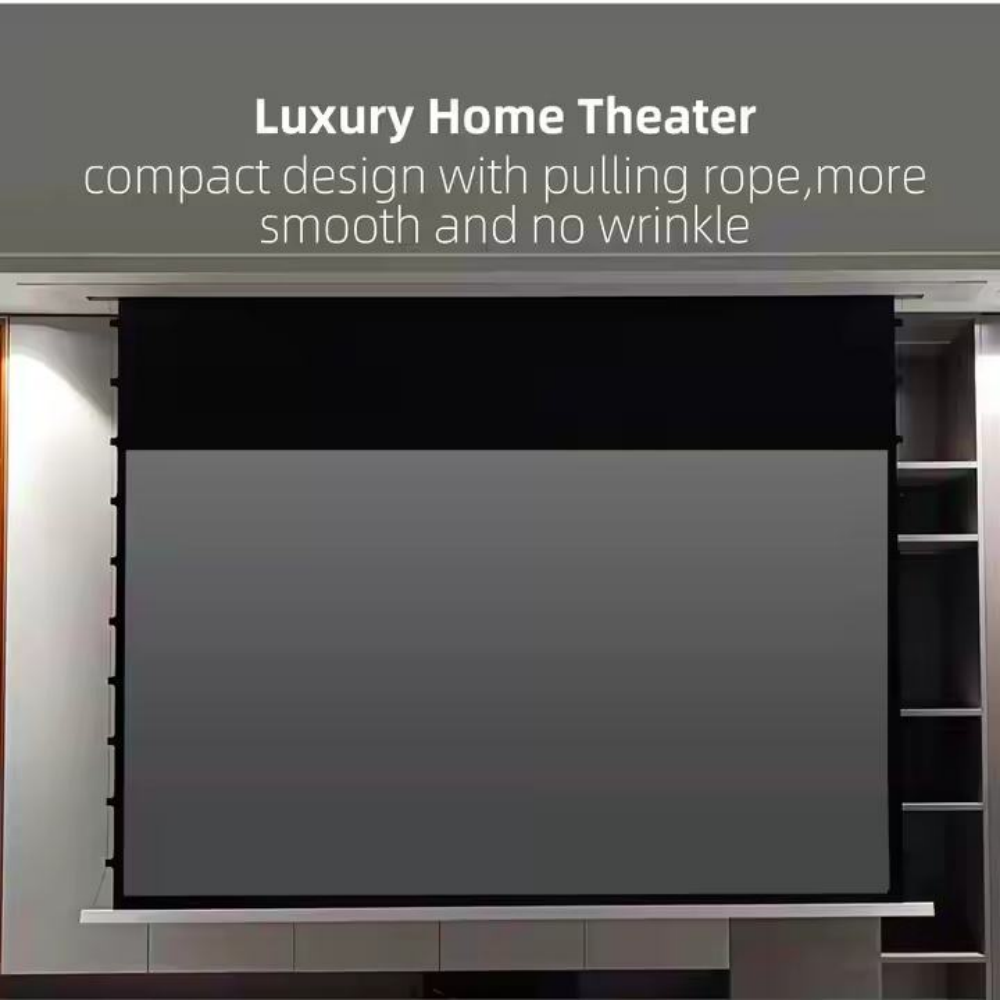 Paihao High Quality Motorized ARL PET Retractable Projector Screen 4K HD CLR Wall-Mounted for Home Use Meeting 16:9 Format