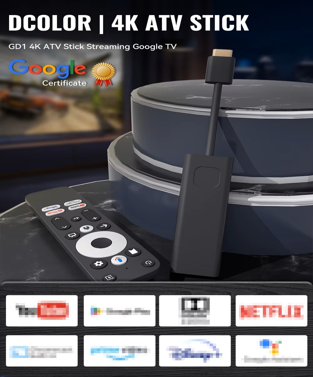 Paihao DColor GD1 GTV Android TV Dongle 4K with 2GB 16GB Dual WiFi 6 for Google Certificated AndroidTV Set Top Box Smart TV Box