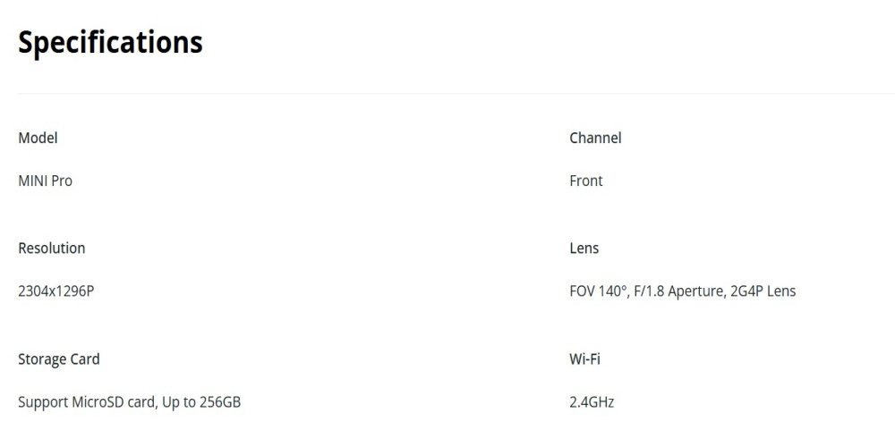 DDPAI Mini Pro 330-Degree Rotatable Lens Dash Cam Emergency Lock 1296p UHD Resolution Video Recorder Night Vision MicroSD