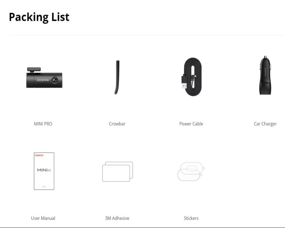DDPAI Mini Pro 330-Degree Rotatable Lens Dash Cam Emergency Lock 1296p UHD Resolution Video Recorder Night Vision MicroSD