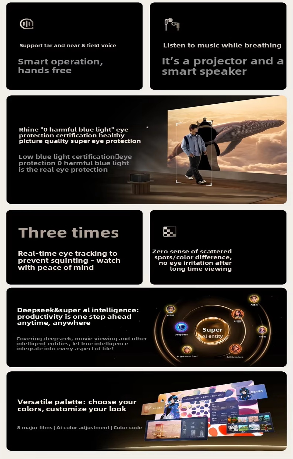 Vidda C5 Unbound 4K Smart Projector 6800 ANSI Lumens Hubble Cinema Lens AI Color Adjustment Built-in HIFI Stereo Speakers Short