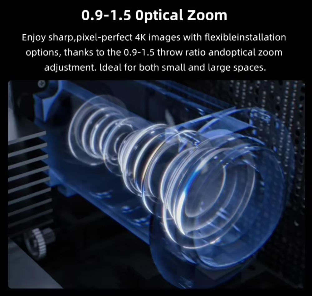 Global Valerion VisionMaster Max 4K Smart GTV Projector, Triple Laser 3500 Lumens Android TV IMAX 4GB 128GB 1.67X Zoom Beamer