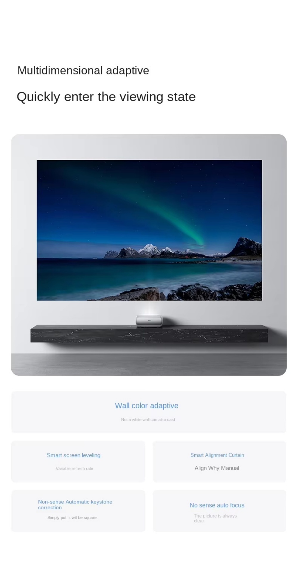 JMGO O3 1080P Ultra Short Throw DLP Projector1050 Lumens 2G+64G VRR HD 2.1 Smart Auto Correction Home/Gaming Smart Projector