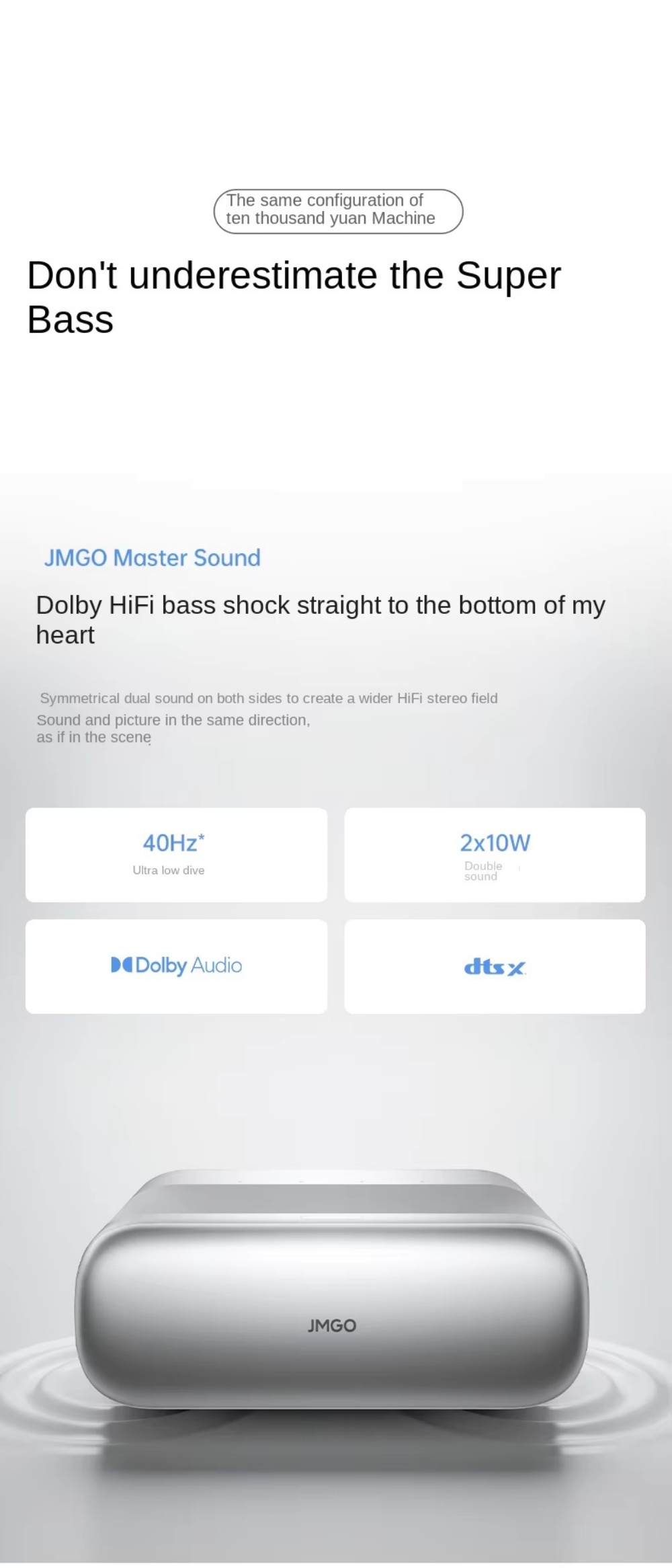 JMGO O3 1080P Ultra Short Throw DLP Projector1050 Lumens 2G+64G VRR HD 2.1 Smart Auto Correction Home/Gaming Smart Projector